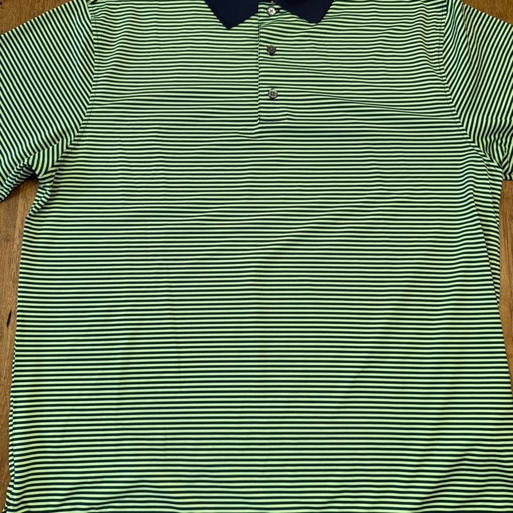 FootJoy Men's XL Golf Polo Shirt Black Green Striped Performance Short Sleeve
